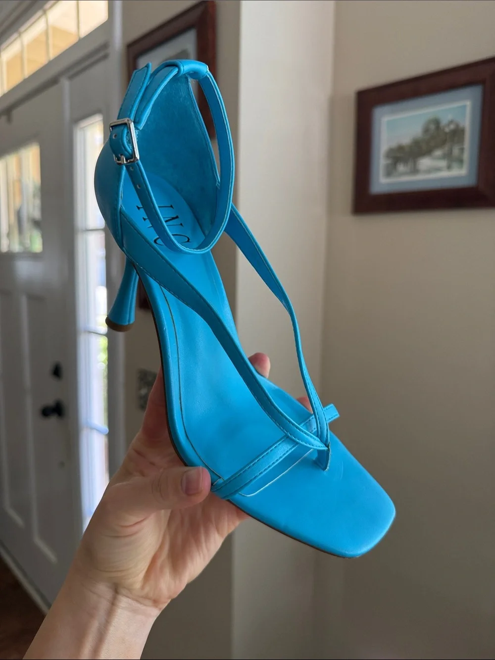 INC International Concepts Bright Turquoise Strappy Heels 7.5